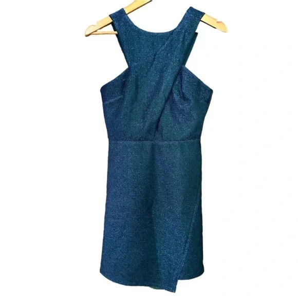 Topshop blue sparkly sleeveless mini sheath dress Size 6 EUC - Picture 1 of 7